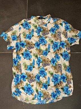 SSLR Cream Hawaiian Shirt — Blue Floral